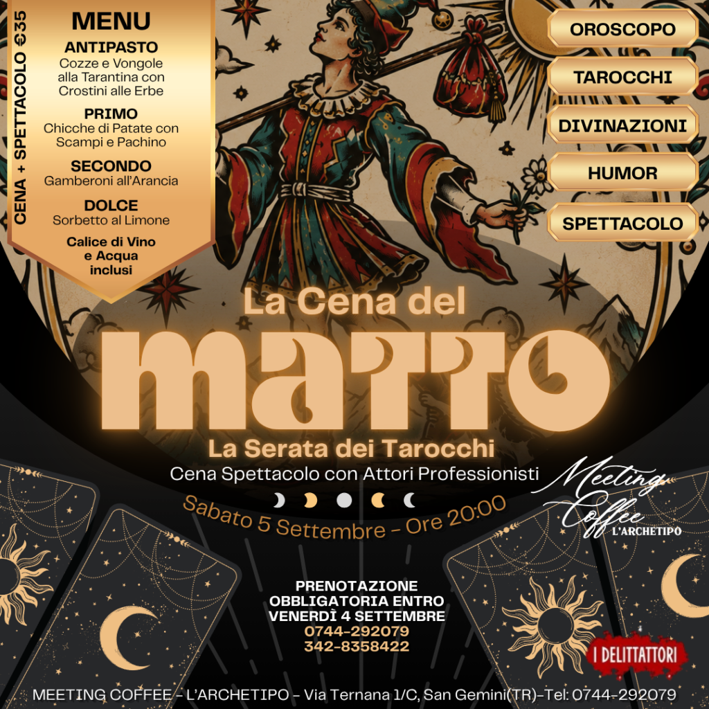 Eventi a Terni, Diner-show, Cena spettacolo, Meeting Coffee - L'Archetipo